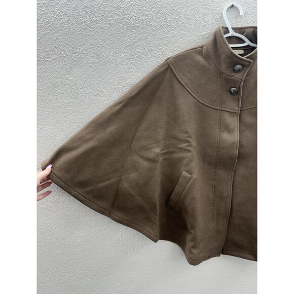 Appleseeds Womens Poncho One Size Acorn Brown Button Up Wool Blend NWTs - Picture 2 of 13